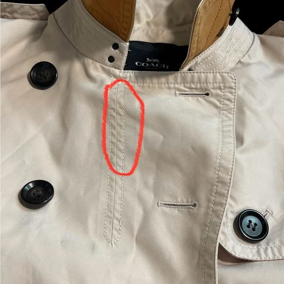 Coach New York F34024 Beige Trench Coat Double Breasted Belted Leather Trim L - Picture 11 of 16